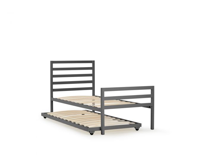 Academy Grey Metal King Single Bed With Trundle