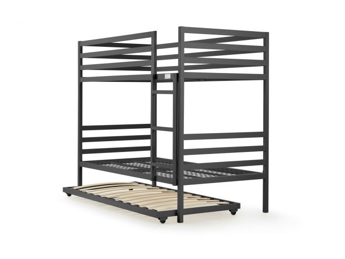 Academy Grey Metal Bunk Bed With Trundle