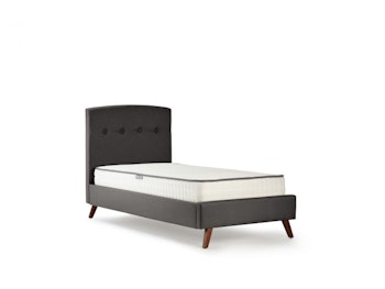 Buttons Graphite Upholstered Single Bed | Bedtime.