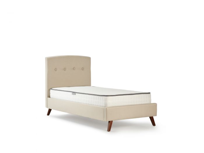 Buttons Natural Upholstered Single Bed | Now On Sale | Bedtime.