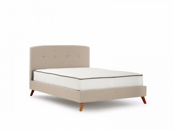 Buttons Natural Upholstered Queen Bed | Now On Sale | Bedtime.