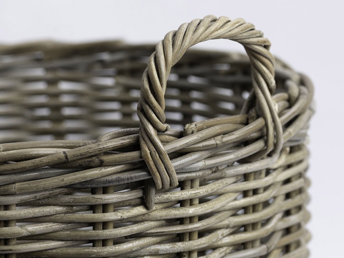 Helmsley Small Round Cane Storage Basket | Outer Handle View