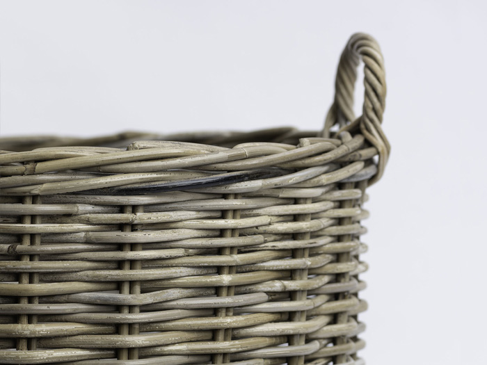 Helmsley Medium Round Cane Storage Basket | Side Handle View