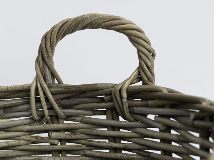 Helmsley Small Round Cane Storage Basket | Inner Handle View