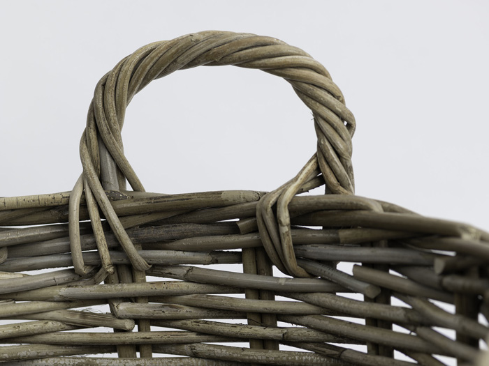 Helmsley Medium Round Cane Storage Basket | Inner Handle View