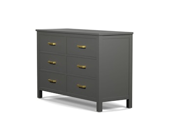 Soho Custom Graphite 6 Drawer Dresser With Gold Handles | Bedtime.