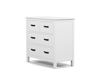 Soho Custom White 4 Drawer Dresser With Black Handles | Bedtime.