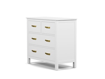 Soho Custom White 4 Drawer Dresser With Gold Handles | Bedtime.