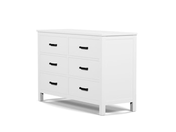 Soho Custom White 6 Drawer Dresser With Black Handles | Bedtime.