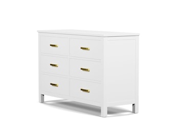 Soho Custom White 6 Drawer Dresser With Gold Handles | Bedtime.